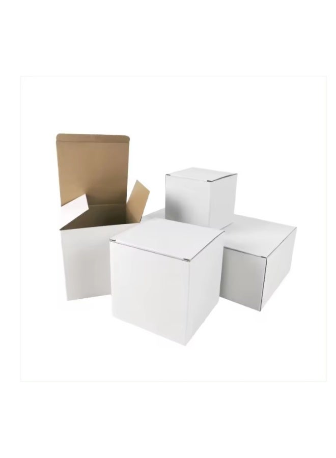 Kalon 50 Pack White Kraft Mug Packaging Boxes – Flat-Fold Recyclable Cardboard Boxes for Mugs, Crafts & Gift Use (15.3x15.3x15.3cm) - Image 1