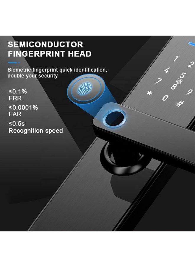 Noon East Smart Digital Door Lock With Keypad, Fingerprint Unlock, Bluetooth App Control, Auto-Lock & Emergency Key Backup Black 165x56 mm - Image 1
