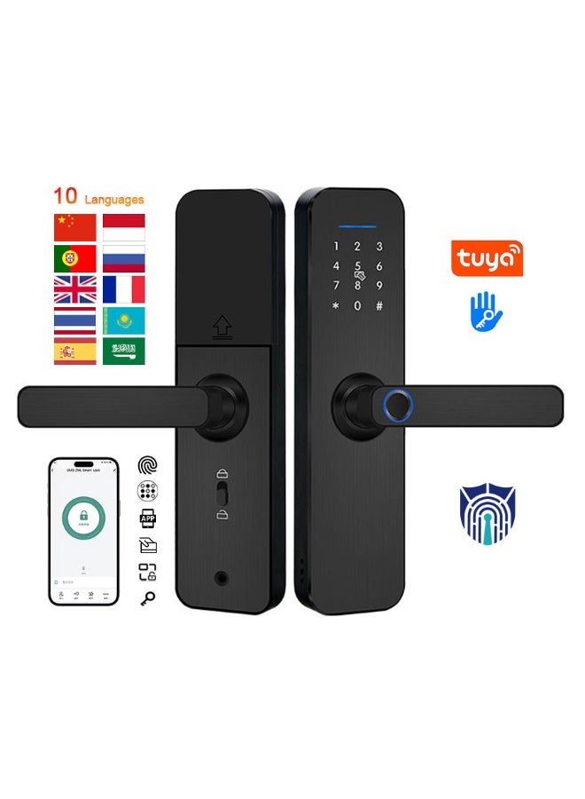 Noon East Smart Digital Door Lock With Keypad, Fingerprint Unlock, Bluetooth App Control, Auto-Lock & Emergency Key Backup Black 165x56 mm - Image 3