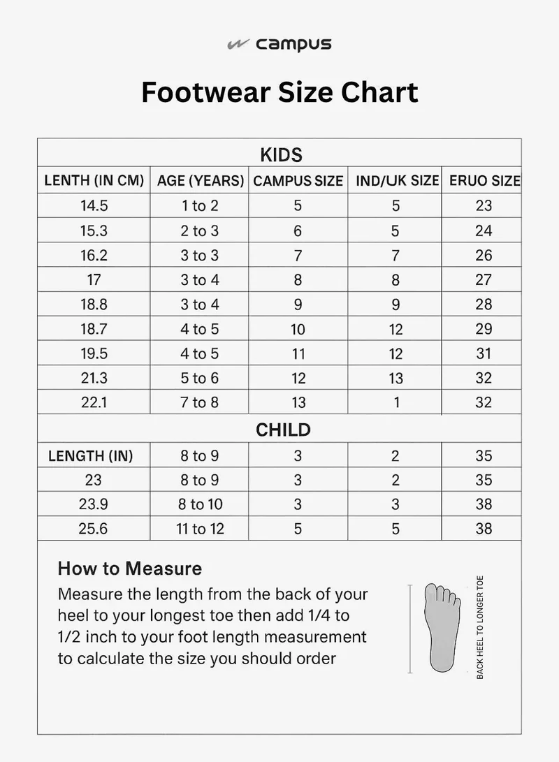 CAMPUS L.Gry/Blk Kids Colourful Low-Top Sneakers - Shoes with Cloud Like Comfort  | Best Price UAE