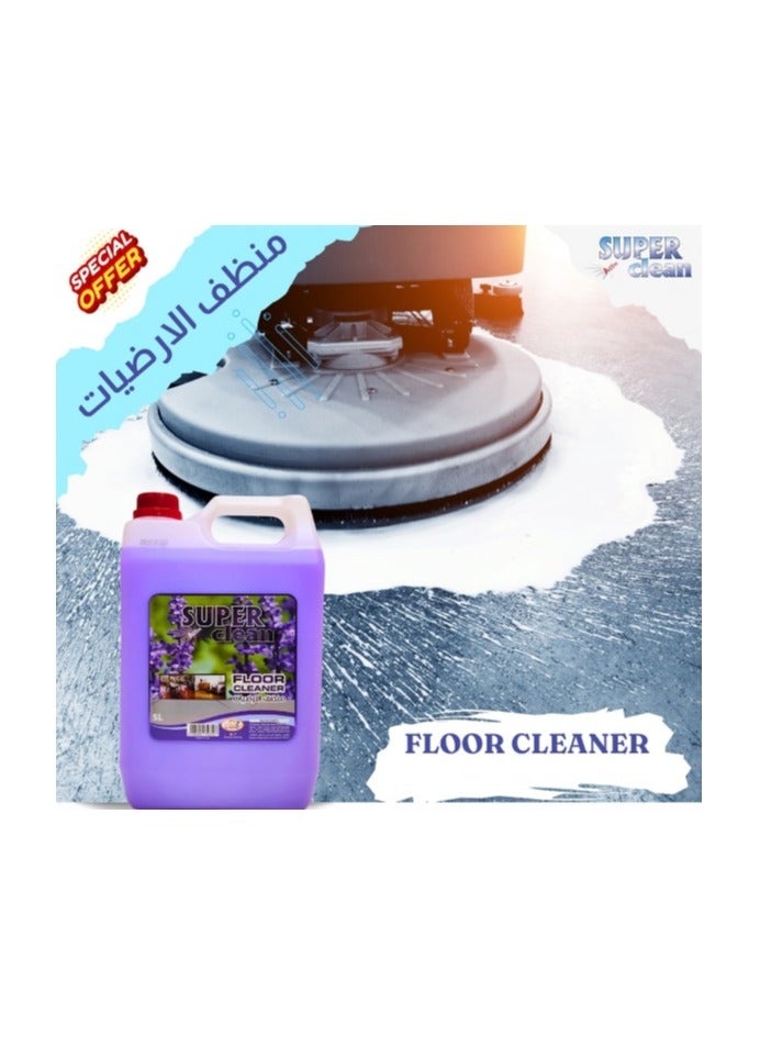 Superclean منظف الأرضيات سوبركلين باللافندر 5 لتر – سائل تنظيف متعدد الأسطح قوي برائحة تدوم طويلاً - Image 2