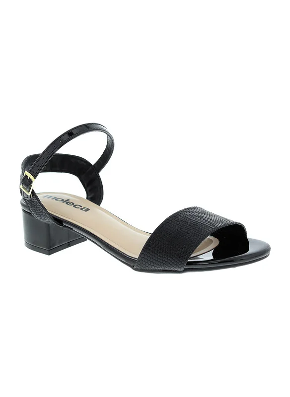 موليكا Moleca Ladies Mid Heel Sandals Black | Made In Brazil