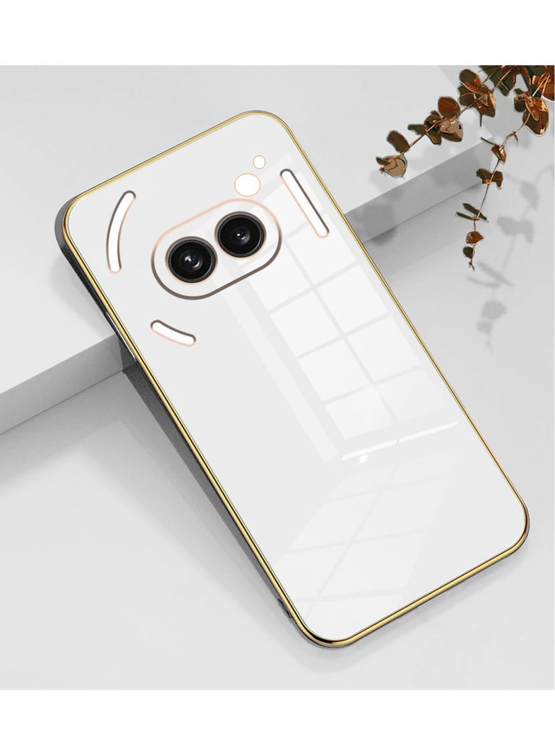 Compatible with Nothing Phone 2A cover, smooth veneer gold plated chrome, whiteThin and smooth shock-proof full protection Nothing Phone 2A case -white - Image 2
