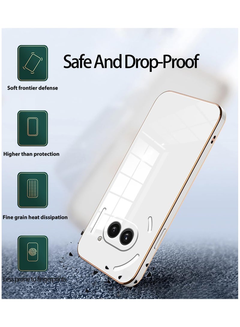 Compatible with Nothing Phone 2A cover, smooth veneer gold plated chrome, whiteThin and smooth shock-proof full protection Nothing Phone 2A case -white - Image 5