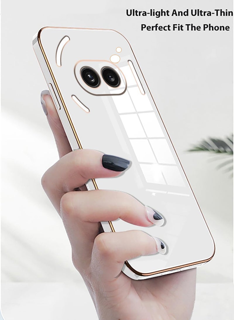 Compatible with Nothing Phone 2A cover, smooth veneer gold plated chrome, whiteThin and smooth shock-proof full protection Nothing Phone 2A case -white - Image 3