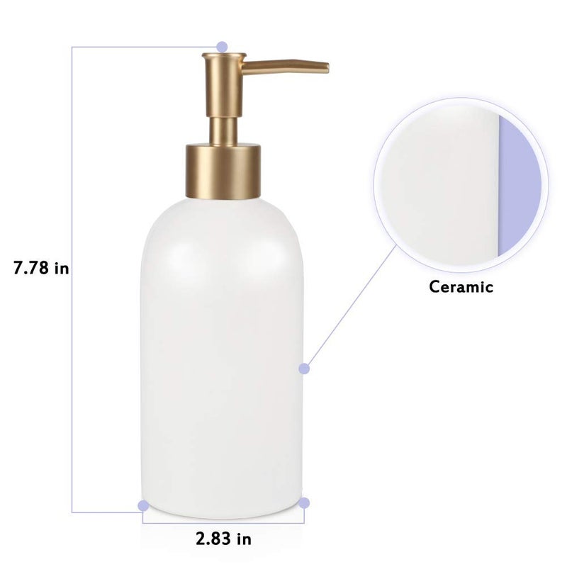 Natheeph 14Oz Ceramic Soap Dispenser Ceramic Soap Pump Dispenser Can Fill Liquid For Bathroom/Kitchen (2Pc White) - Image 2