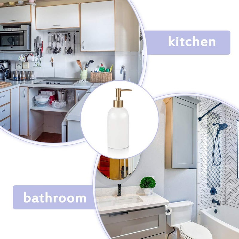 Natheeph 14Oz Ceramic Soap Dispenser Ceramic Soap Pump Dispenser Can Fill Liquid For Bathroom/Kitchen (2Pc White) - Image 5