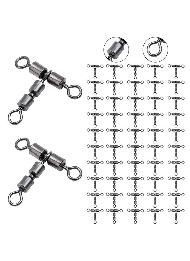 Muyixin - 50-Piece Ball Bearing swivels Fishing Stainless Steel High Strength Corrosion Resistant Swivel for Saltwater Freshwater Swivels Tackle - Image 1