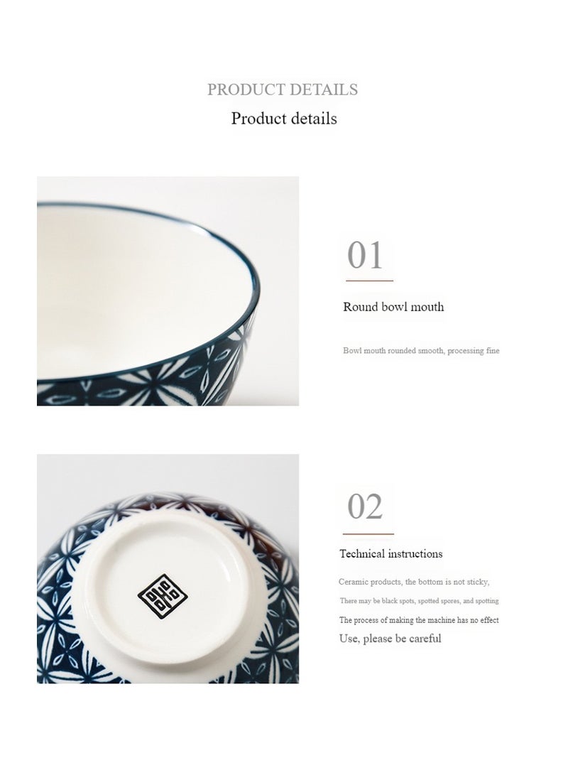 أواني مائدة يابانية كلاسيكية من السيراميك الياباني، طقم مبتكر من أواني الأرز المصنوعة من الصين العظام للمطبخ العائلي لتقديم المعكرونة والوجبات الخفيفة والحساء والحبوب، 5 قطع - Image 5