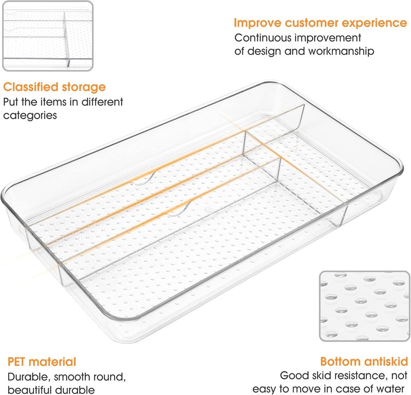 Lonian Cutlery Tray, No-Slip Drawers Organizer for Utensils Storage and Organising in Kitchen, Cosmetic Tray for Dressing Table Makeup Storage Organiser in Bedroom and Living Room - Image 4
