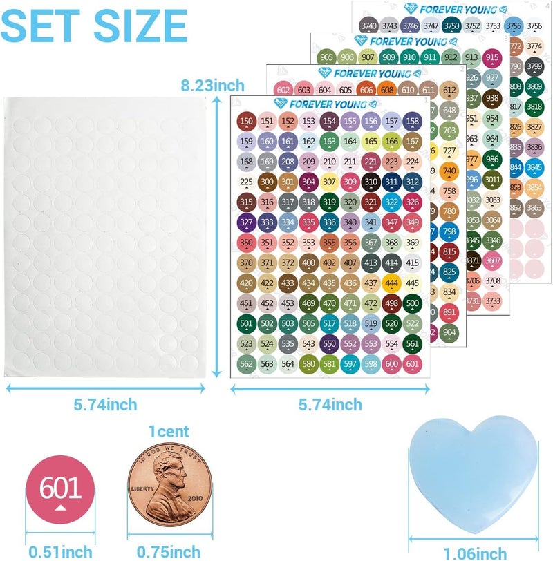 Forever young Diamond Painting Labels as Diamond Painting Accessories for Diamond Art Storage, 447 Color Number Label Stickers for Jars, Diamond Art Labels for Containers, with Blank Label and Wax(2 Set) - Image 3