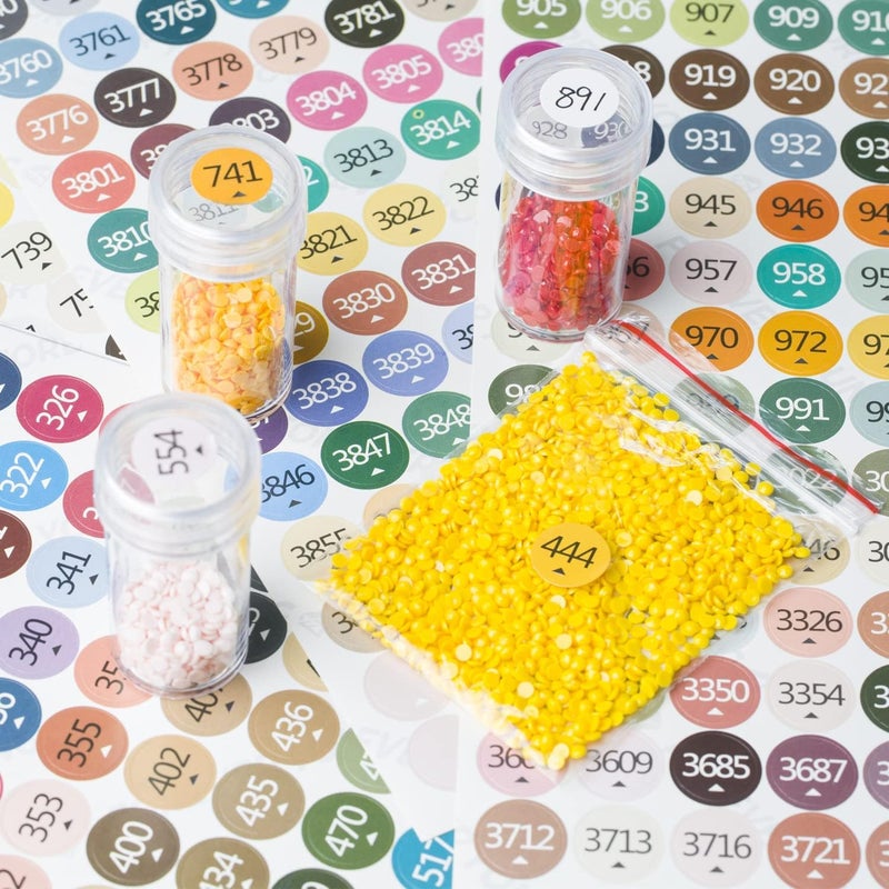 Forever young Diamond Painting Labels as Diamond Painting Accessories for Diamond Art Storage, 447 Color Number Label Stickers for Jars, Diamond Art Labels for Containers, with Blank Label and Wax(2 Set) - Image 2