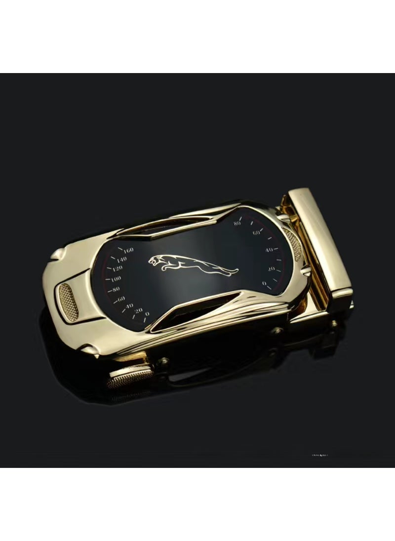 Generic 2023 Trendy Mens Alloy Belt Buckle 3.5CM Golden sports car leopard 