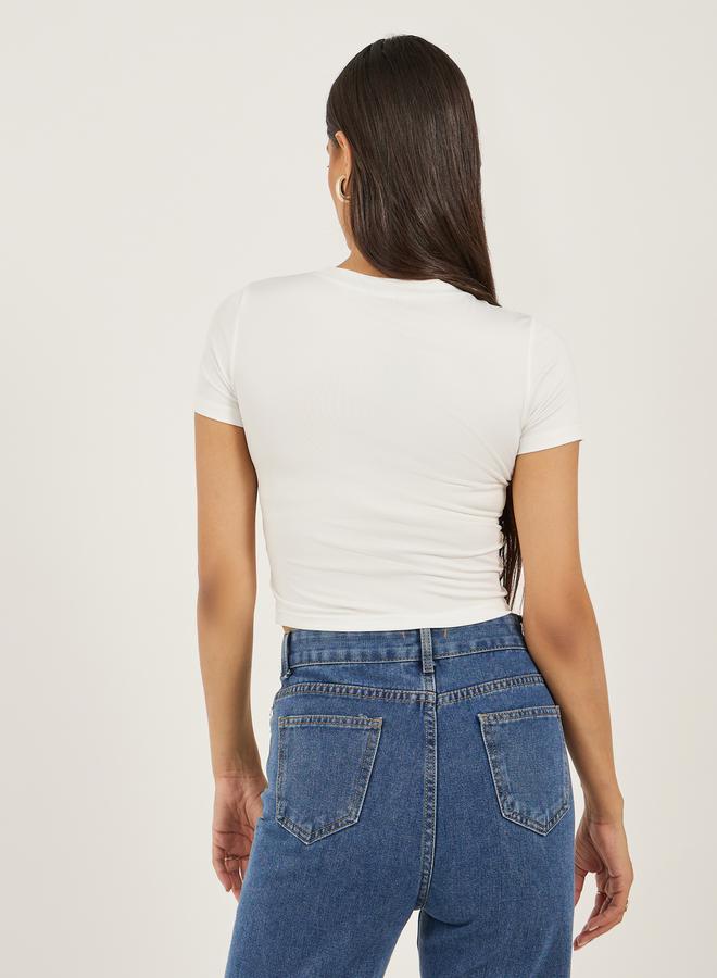 Styli Sceneric Graphic Print Cropped Fitted T-Shirt - Image 4