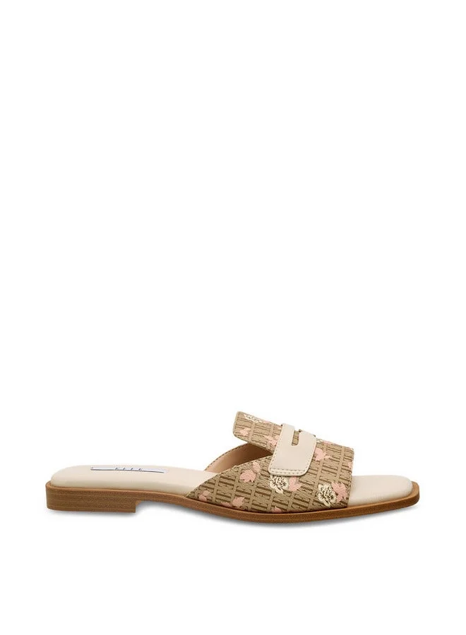 ايل Women Monogram Print Slide Sandals