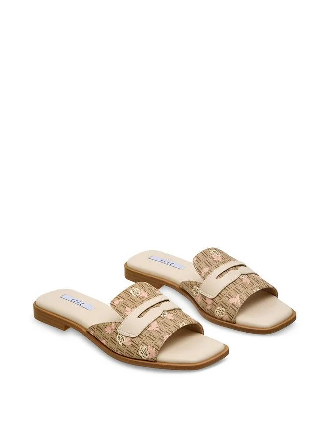 ELLE Women Monogram Print Slide Sandals
