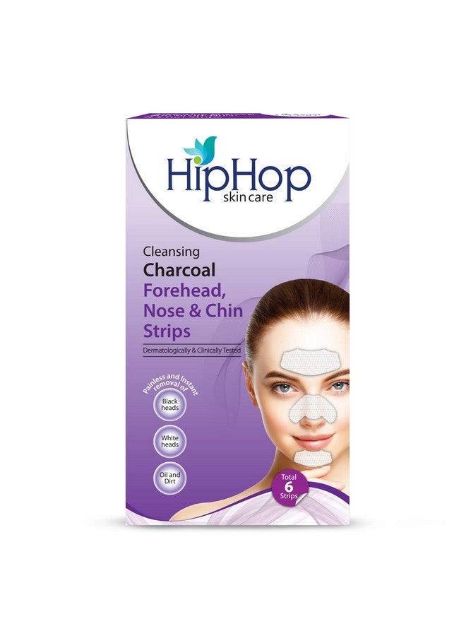 Hip Hop , Hiphop Skincare Cleansing Charcoal Forehead Nose And Chin Strips For Blackhead Removal And Pore Cleansing Total Strips, Aloe Vera, 6 Count - Image 1