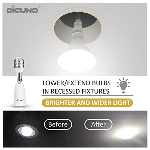 DiCUNO E26 to E26 Socket Extender (9.5CM/3.74IN Extension), Standard Screw Base, 165℃ Heat-Resistant, Maximum Wattage 200W, Socket Base Extension Adapter, 180 Degree Bendable, 4-Pack - Image 5