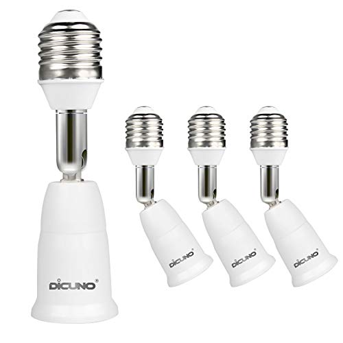 DiCUNO E26 to E26 Socket Extender (9.5CM/3.74IN Extension), Standard Screw Base, 165℃ Heat-Resistant, Maximum Wattage 200W, Socket Base Extension Adapter, 180 Degree Bendable, 4-Pack - Image 1