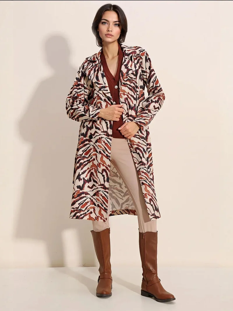 بيغ دارت معطف ترنش طويل بياقة مزدوجة من