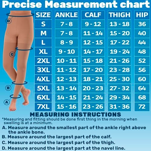 ABSOLUTE SUPPORT Plus Size Footless Compression Pantyhose for Women Circulation 20-30mmHg - Support High Waist Footless Tights for Pain Relief, Diabetic, Post Surgery - Beige, 4X-Large - A717BE7 - Image 3