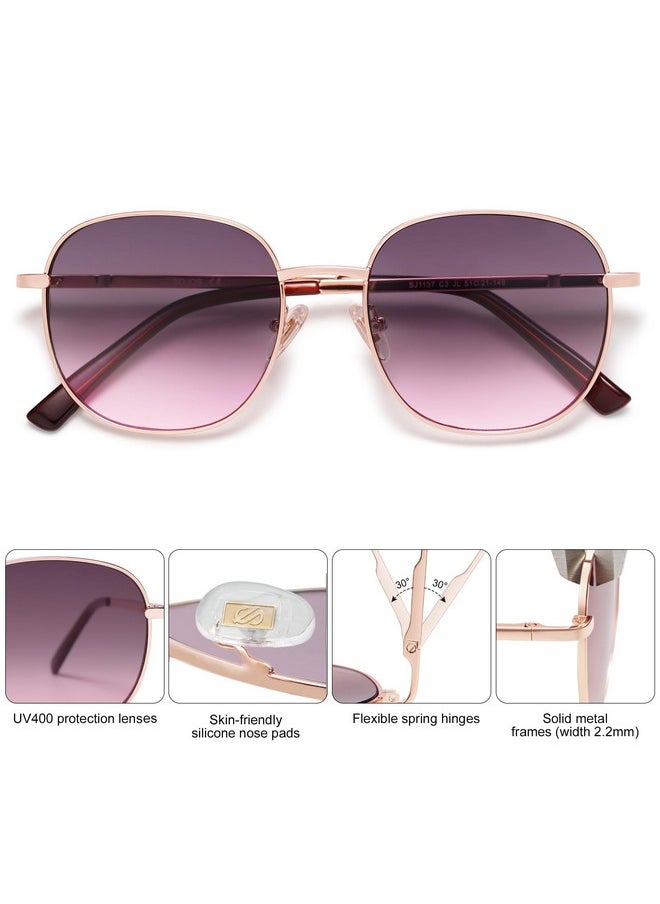 Sojos Classic Trendy Square Sunglasses For Women Men Cute Big Frame Gold Shades Sj1137, Rose Gold/Grey&Rose  - Image 3