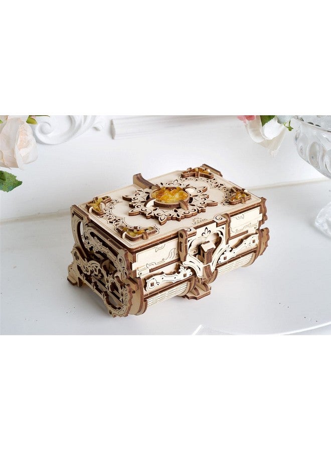 Ugears Amber Box Learning Activity 3D Wooden Puzzle Model Kits for Adults and Teens - Exclusive Antique Box for Storage with Amber, Amazing Gifts for Girls, Awesome Anniversary Box Gift for Women - Image 3