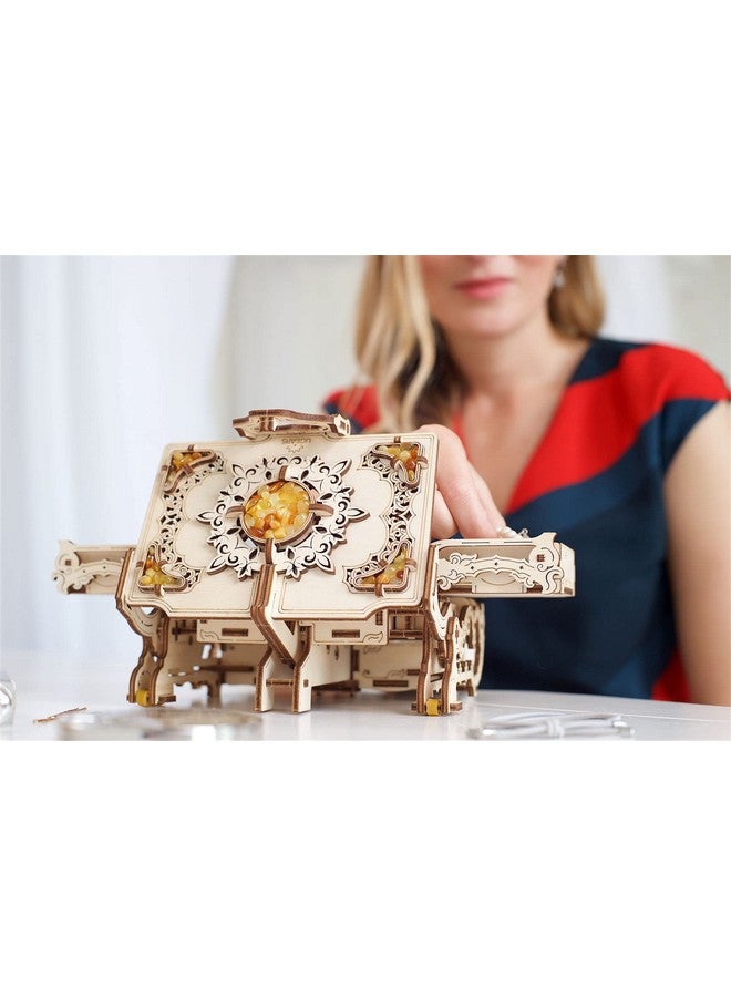 Ugears Amber Box Learning Activity 3D Wooden Puzzle Model Kits for Adults and Teens - Exclusive Antique Box for Storage with Amber, Amazing Gifts for Girls, Awesome Anniversary Box Gift for Women - Image 5