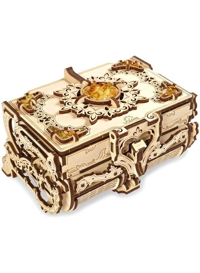 Ugears Amber Box Learning Activity 3D Wooden Puzzle Model Kits for Adults and Teens - Exclusive Antique Box for Storage with Amber, Amazing Gifts for Girls, Awesome Anniversary Box Gift for Women - Image 1
