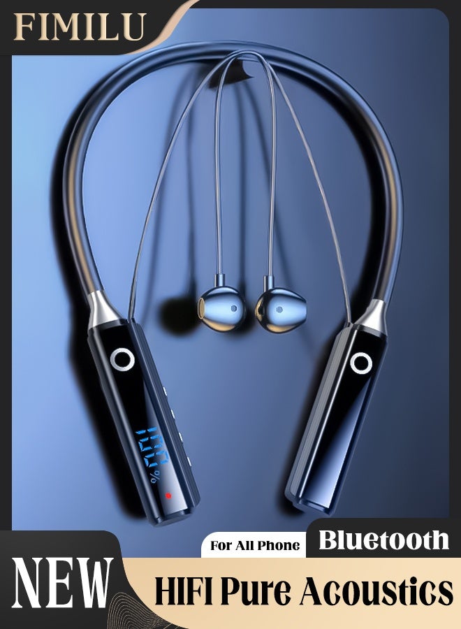 Neckband Bluetooth Headset Wireless Headphones with Noise Cancelling Mic Earbuds Fast Charging & Long Battery Life Waterproof Headphone Comfortable In-Ear earphones Gaming Travel Earpods for Huawei Samsung Honor Xiaomi Android Apple Ear Buds Noise Cancellation