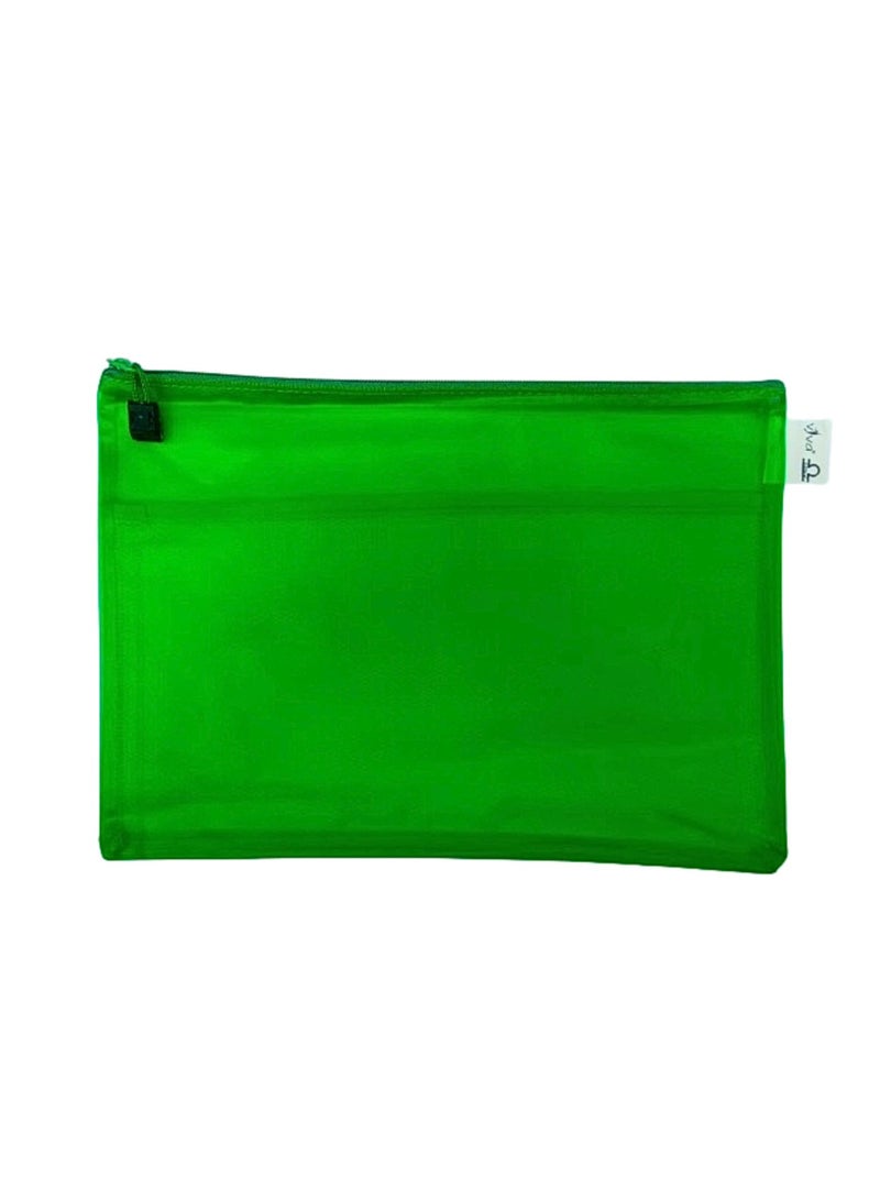 Libra Zipper Pouch A4 Size Waterproof Mesh Bag Document Bag File Folder for School Office Supplies Green - Image 1