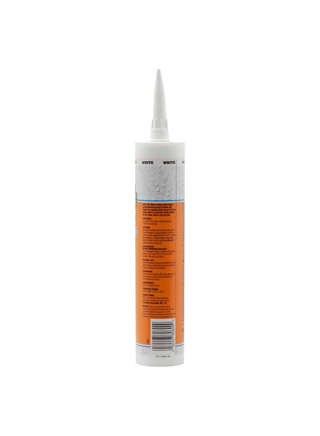 Gorilla 100 Percent Silicone Sealant Caulk, Waterproof, Mold & Mildew Resistant, Flexible Seal, White,10 ounce Cartridge (Pack of 1), 8060002 - Image 2