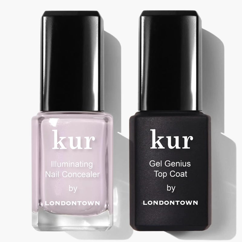 LONDONTOWN kur Pink Nail Conceal & Go Duo Set, Includes Pink Nail Illuminating Concealer & Gel Genius Top Coat, 2 Piece Set, 0.4 Fl Oz - Image 1