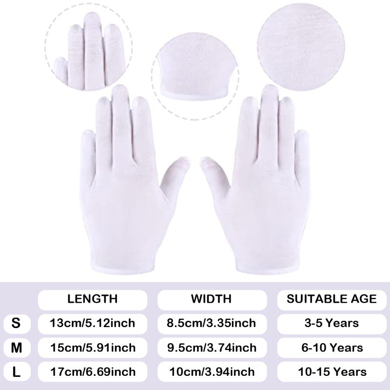 SATINIOR 20 Pairs White Kids Gloves Formal Costume Cotton Gloves for Boys Girls Dance Halloween Party Cosplay (6-10 Years) - Image 3