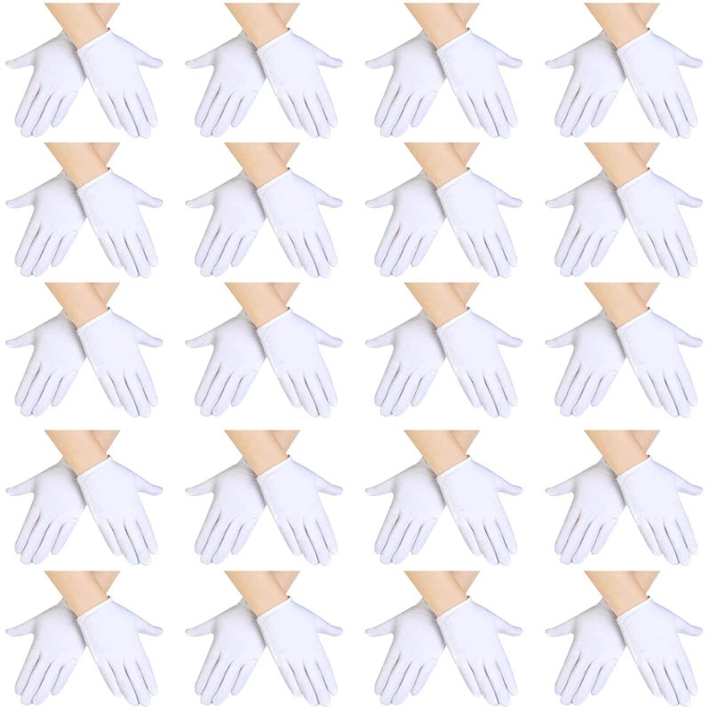 SATINIOR 20 Pairs White Kids Gloves Formal Costume Cotton Gloves for Boys Girls Dance Halloween Party Cosplay (6-10 Years) - Image 1