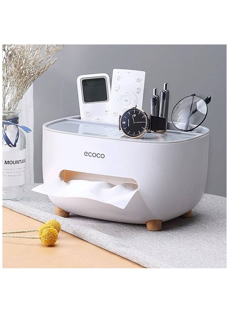 ecoco ECOCO Tissue Box Cover Holder With Storage, Multi-Function Tissue Box  - Image 2