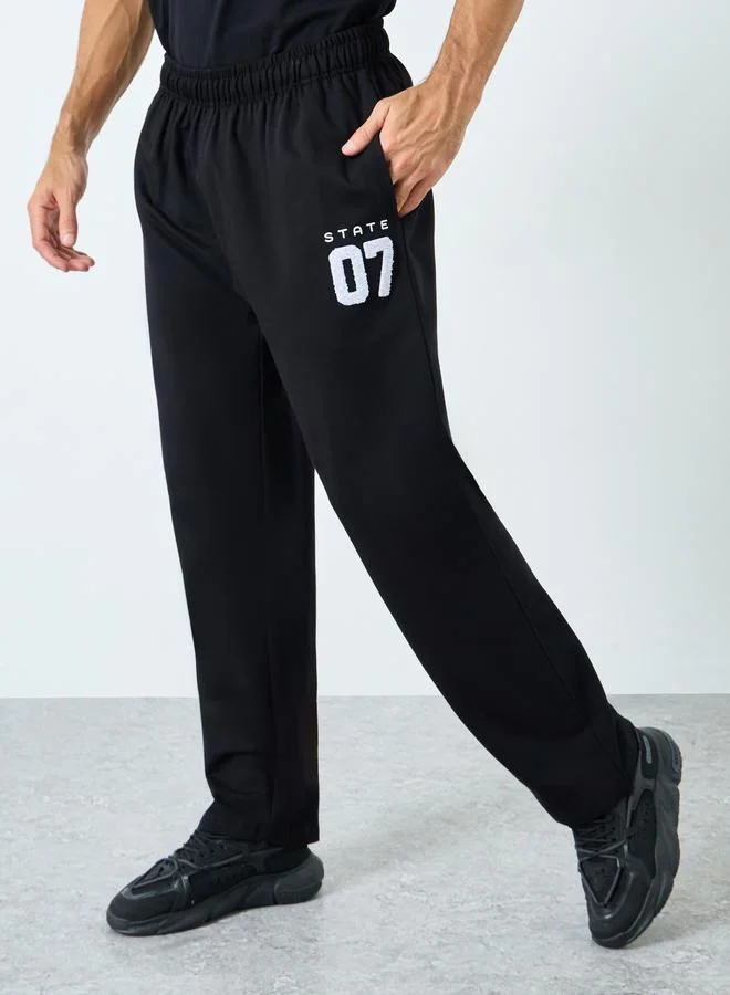 Styli Relaxed Fit Open Hem Joggers with Towel Embroidery