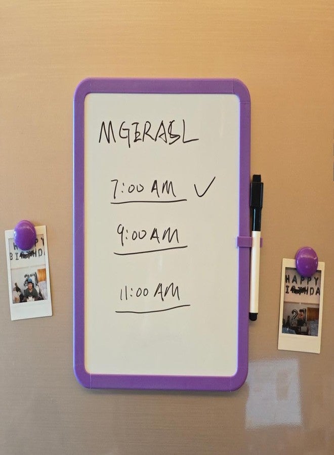 MGERASL لوحة بيضاء مغناطيسية من إم جي آر إيه إس إل، دفتر ملاحظات قابل للمسح، لوحة رسم محمولة، لوحة بيضاء تعليمية، لوحة مسح جافة مغناطيسية للخزائن، 8.5 بوصة × 11 بوصة مع قلم تحديد ومغناطيسين (بنفسجي) - Image 2
