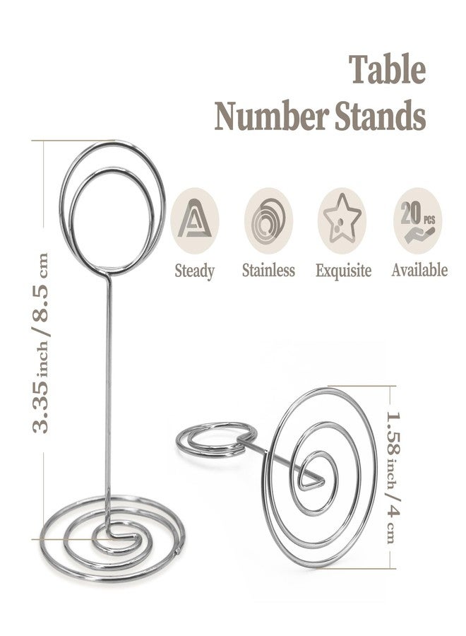 RONTEDA Table Number Holders 20Packs - 3.35 Inch Table Number Stands Place Card Holder for Wedding Party Graduation Reception Restaurant Home Photo Picture Office Memo (Silver, 3.35") - Image 2