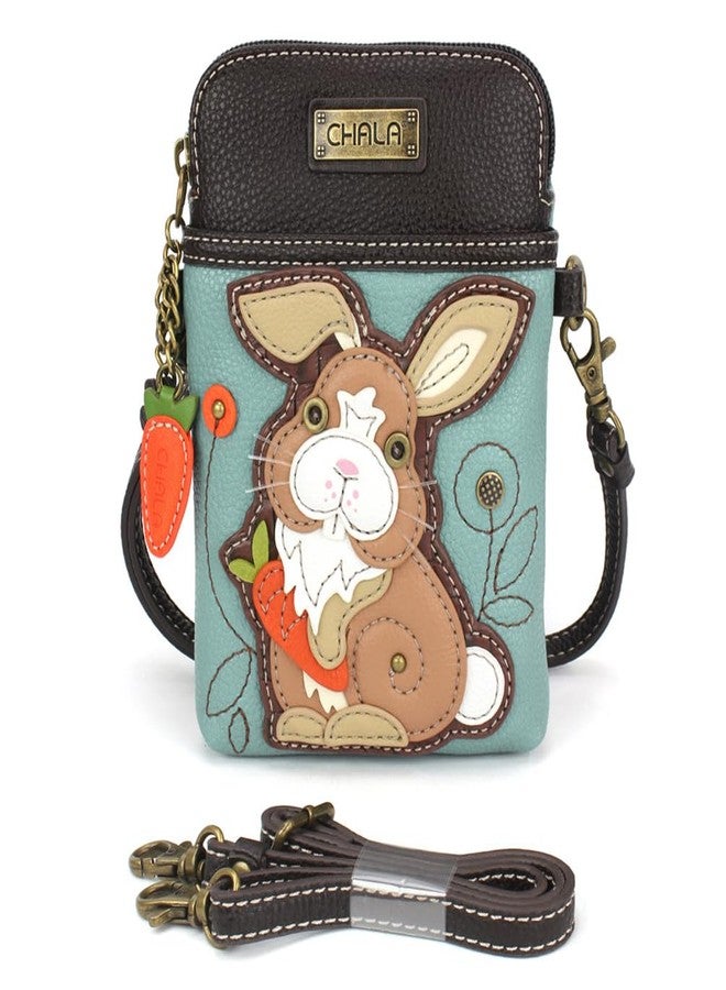 CHALA Woodland Animal Collection Cell Phone Crossbody Purse-Women PU Leather/Canvas Multicolor Handbag with Adjustable Strap - Bunny - blue - Image 4