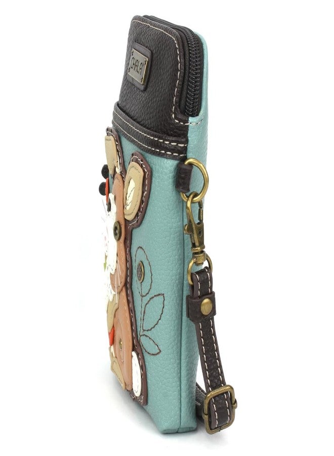 CHALA Woodland Animal Collection Cell Phone Crossbody Purse-Women PU Leather/Canvas Multicolor Handbag with Adjustable Strap - Bunny - blue - Image 3