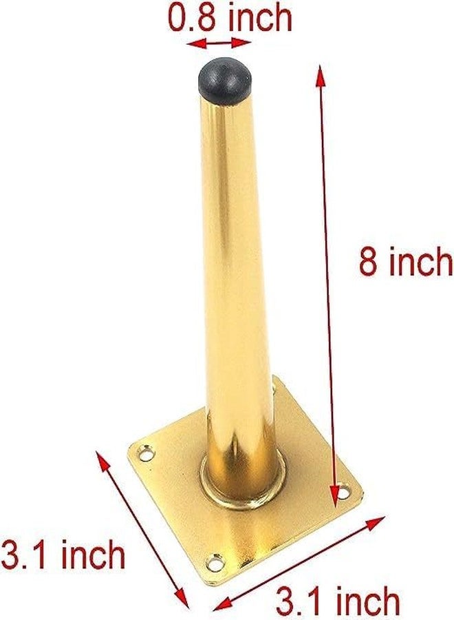 HIRVALL_Set of 04 Round Sleek Tapered Chair Legs Sofa Table Legs Furniture Legs Replacement Tool_ Straight & Taper, with Mounting Screws (08", Gold) - Image 3