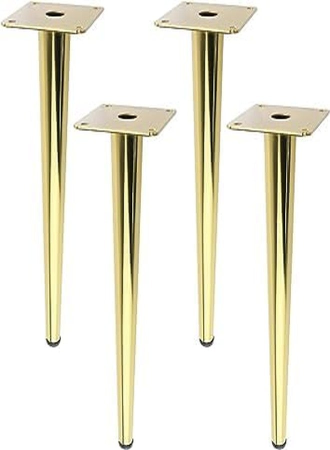 HIRVALL_Set of 04 Round Sleek Tapered Chair Legs Sofa Table Legs Furniture Legs Replacement Tool_ Straight & Taper, with Mounting Screws (08", Gold) - Image 1