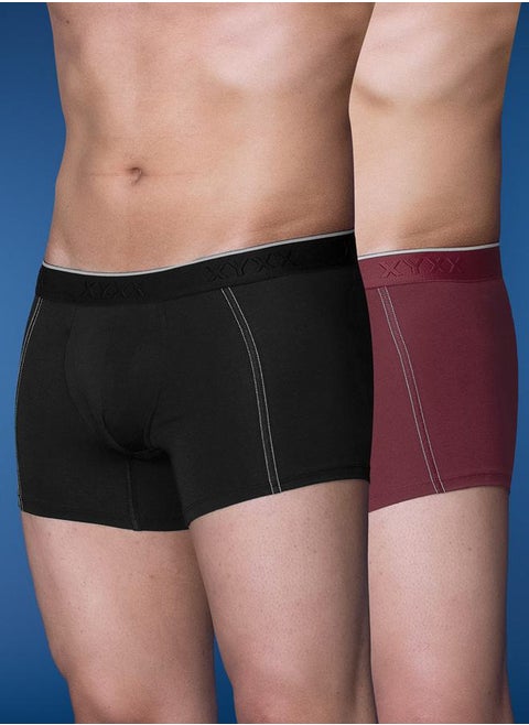 Pack of 2 - Logo Waistband Cotton Trunks by Styli