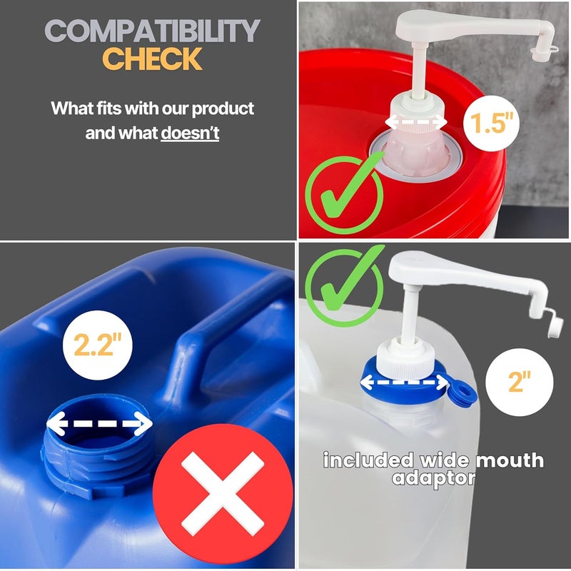 Ebun Pump for Gallon Jug & 5 Gallon Bucket, Leakproof Heavy Duty Pump Dispenser for Laundry Detergent, Shampoo, Soap, Oil, Snow Cone Syrup, Popcorn Butter, Commercial Household Industrial Use (2pc) - Image 4