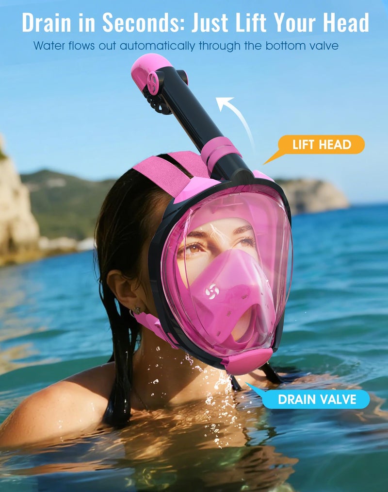 Greatever G2 Full Face Snorkel Mask with Latest Dry Top System,Foldable 180 Degree Panoramic View Snorkeling Mask with Camera Mount,Safe Breathing,Anti-Leak&Anti-Fog - Image 4