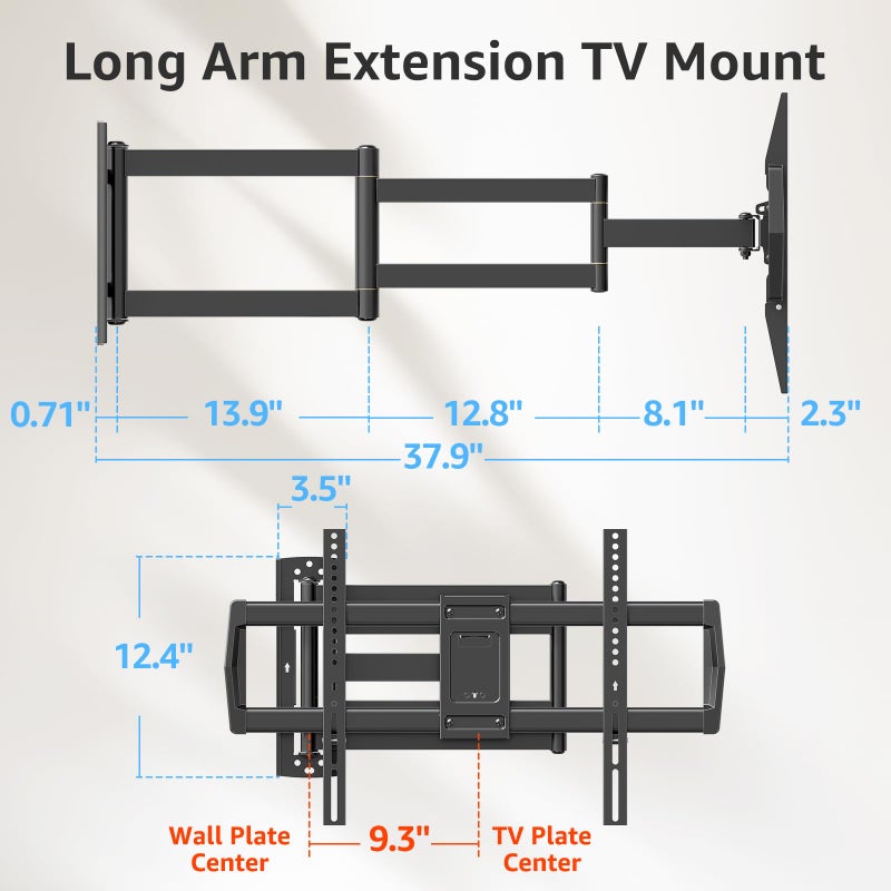 MOUNTUP 37.9" Long Arm TV Wall Mount for Most 42-75 Inch TVs, Full Motion Corner Wall Mount TV Bracket with Extension & Tilt & Swivel Articulating Arm, Max VESA 600x400mm and Up to 99 lbs, MU0047-L - Image 3