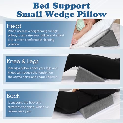 Zantle Small Wedge Pillow, Wedge Pillow for Bed Sores, Positioning Pillow, Positioning Wedge, Mini Pillow for Laptop and Yoga, Small Foam Wedge for Chair (1 Unit, Grey) - Image 4