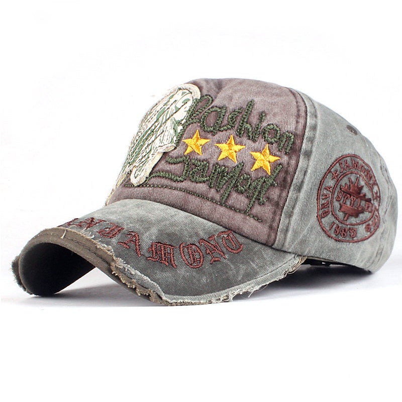 Baseball Cap European Unisex Embroidery Casual Letter Distressed Outdoor  Hat - Image 1