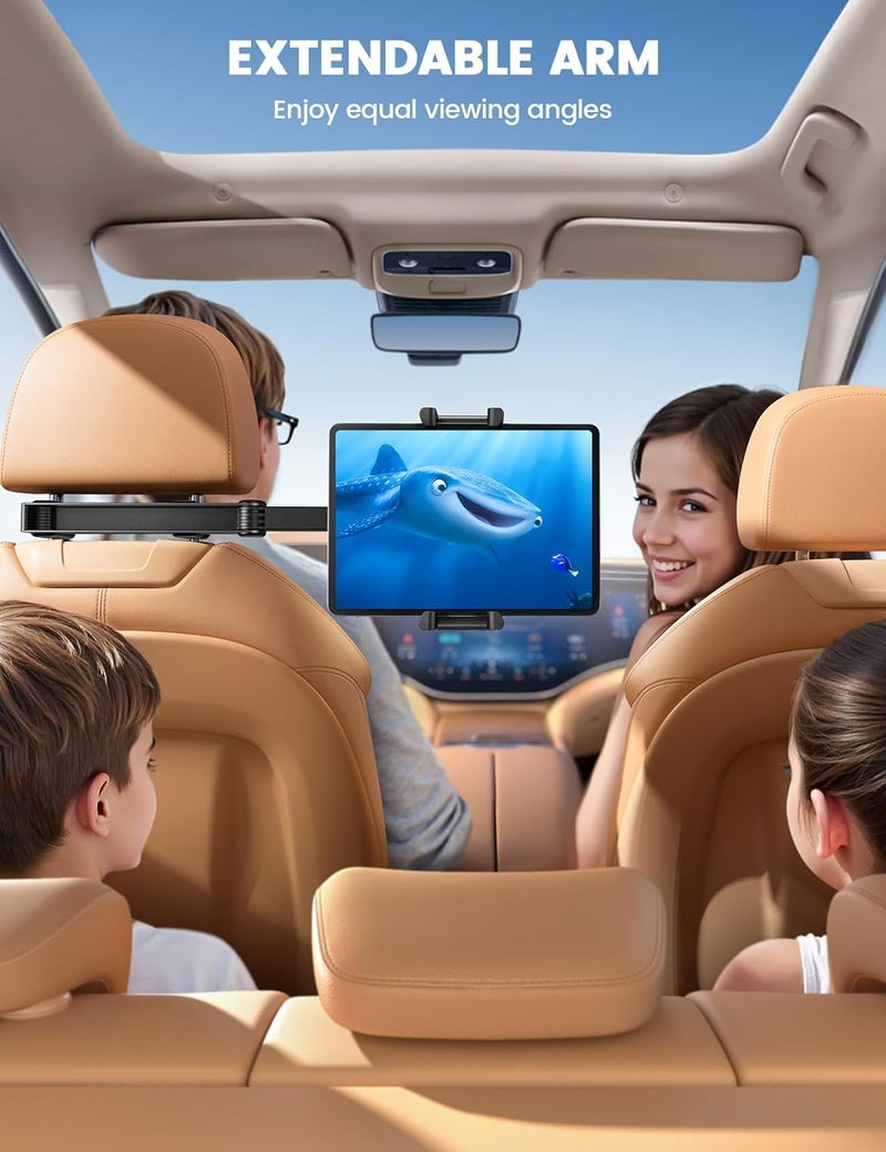 Lamicall Tablet Holder for Car Headrest - Double Foldable Design with Lockable Aluminium Arm for 6.1-13 Inch Devices - Image 2